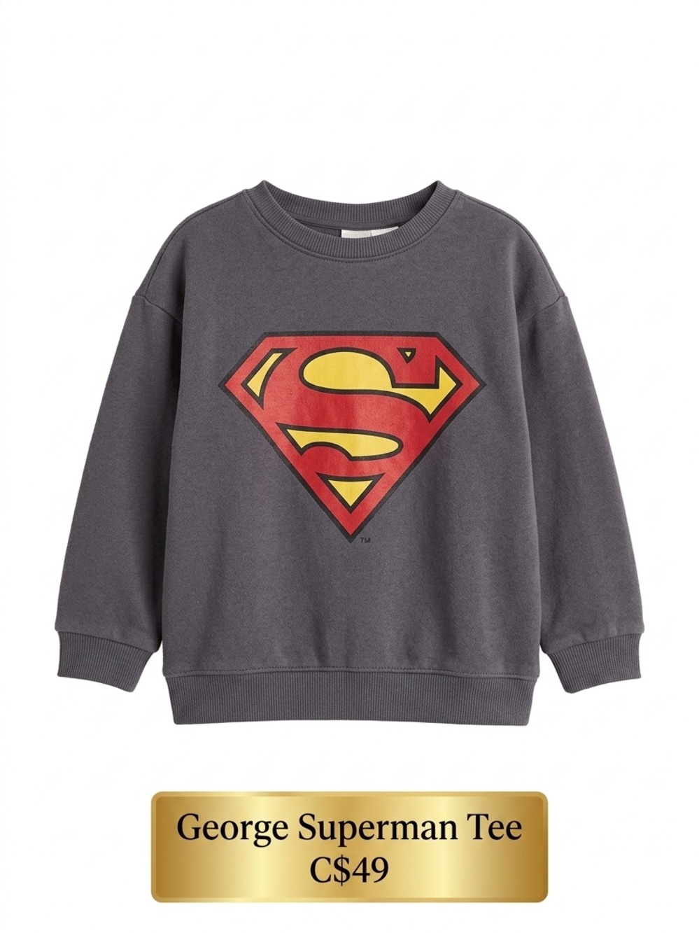 H&M Kids DC Comics Superman 2-Piece Fleece Sweatsuit Set - Charcoal - Size 3-4T
